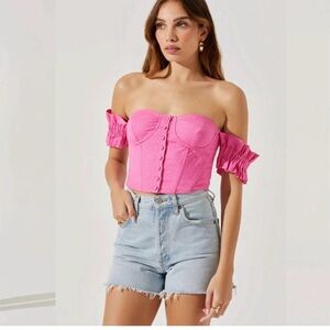 Women's Off-Shoulder Corset Top in Hot Pink